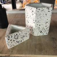 handmade colorful terrazzo candle jar with stone chips