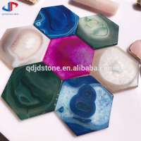 Wholesale natural stone gilded crystal agate coaster slice